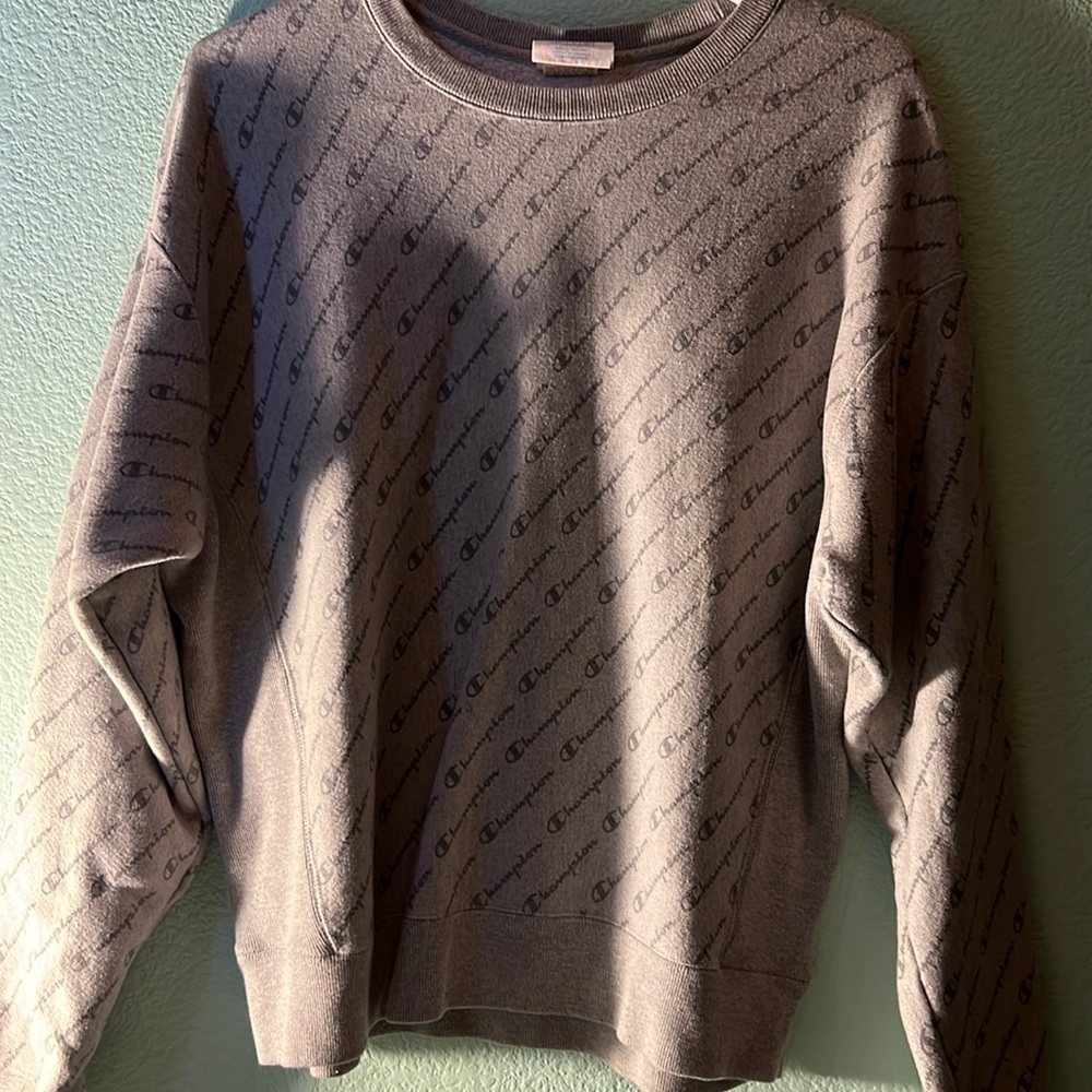 Grey champion reverse weave sweatshirt with logo